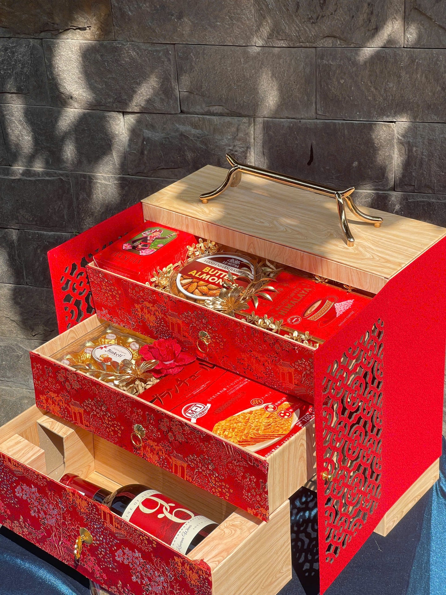 970 HỘP GẤM HOA 3 TẦNG