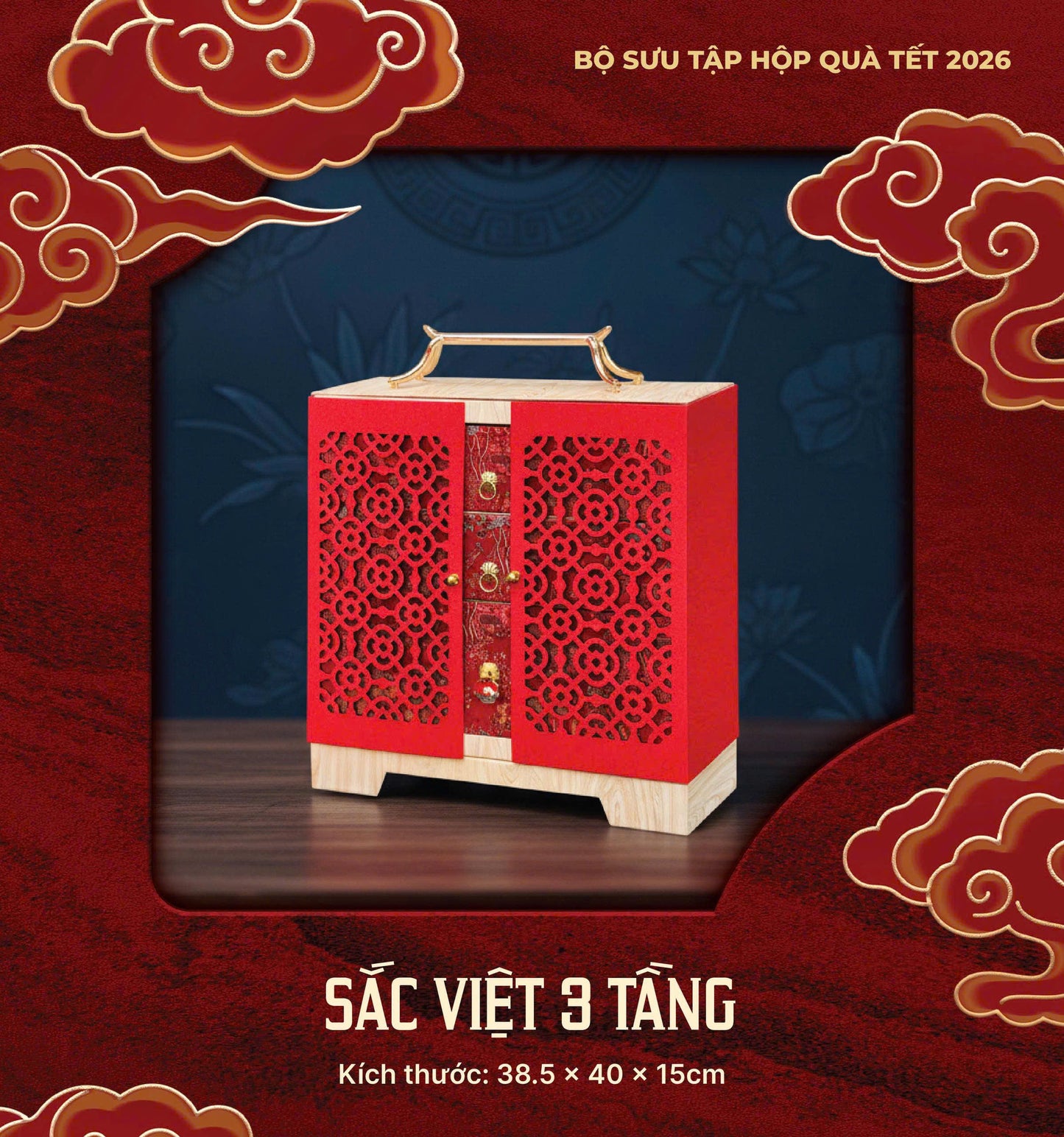 HỘP GẤM HOA 3 TẦNG