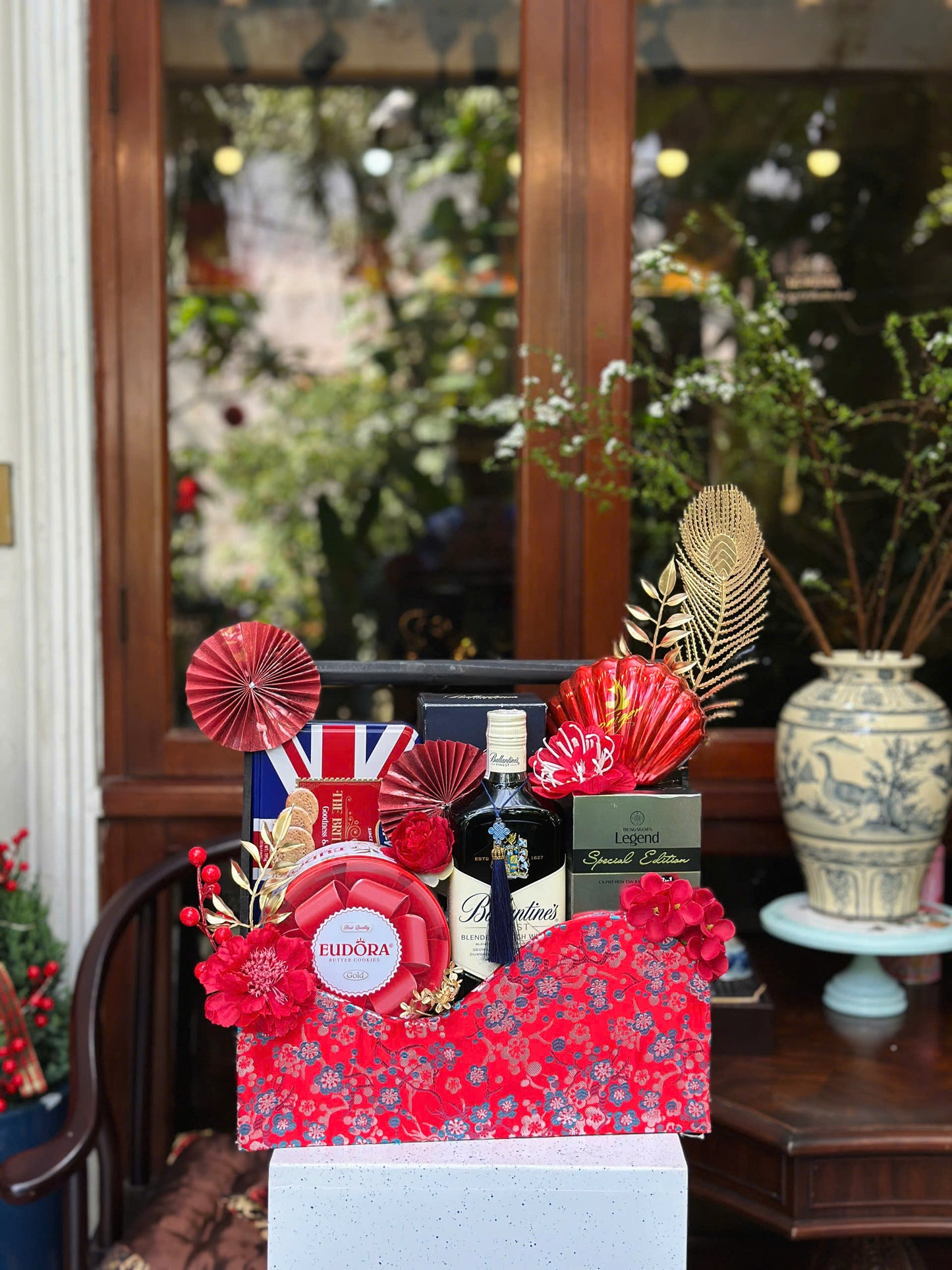 TET2026 VALI GỢN SÓNG QUAI GẤM ĐỎ [01]