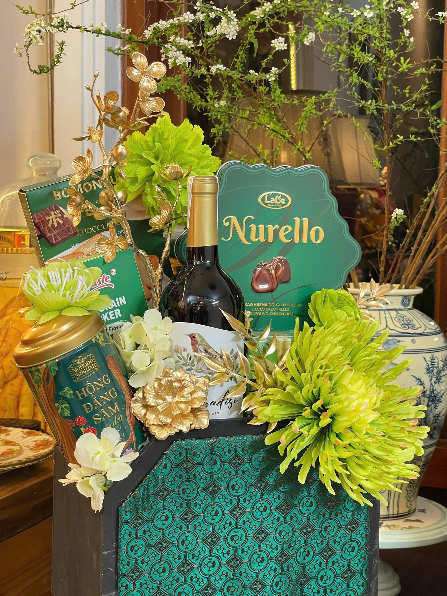 TET2026 BÁT GIÁC GẤM XANH [ 01]