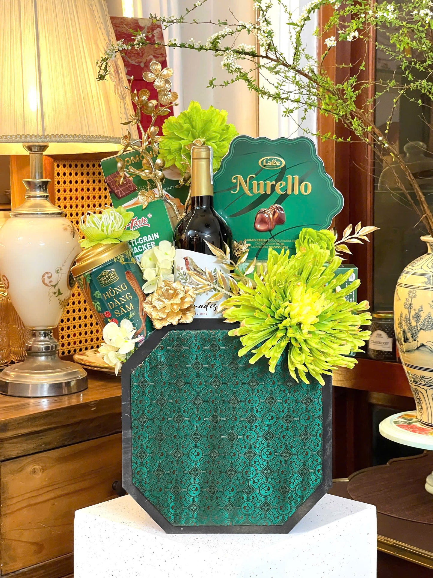 TET2026 BÁT GIÁC GẤM XANH [ 01]