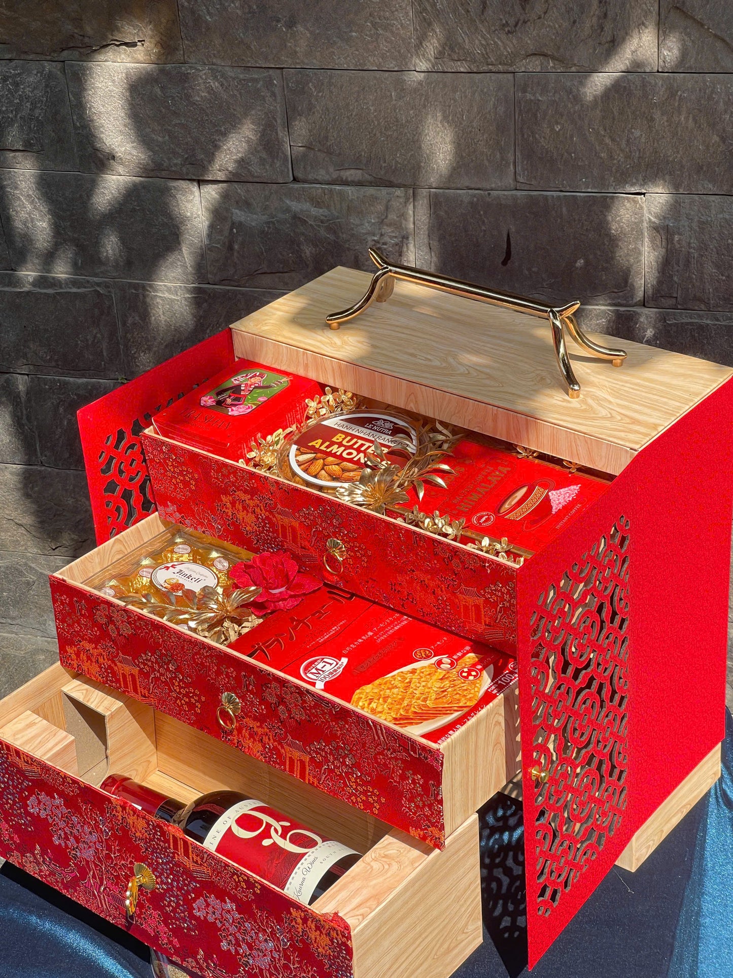 970 HỘP GẤM HOA 3 TẦNG