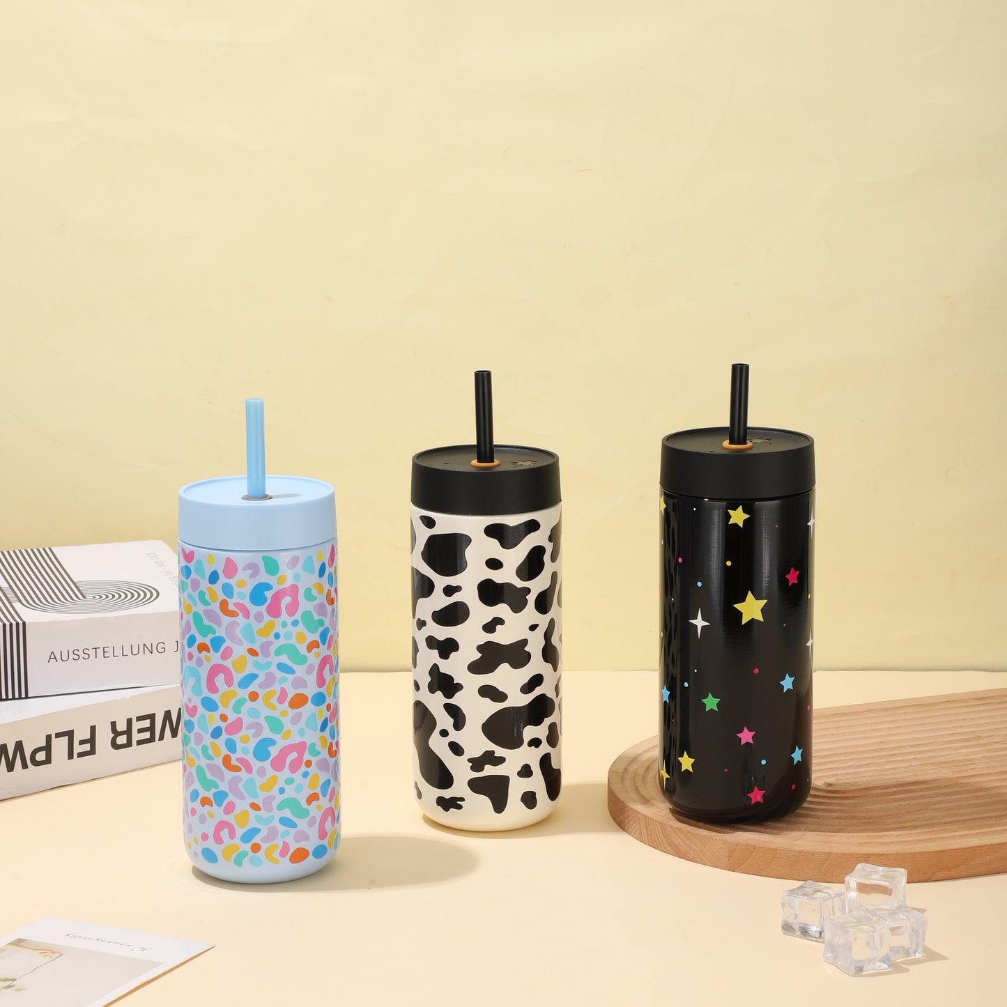 Bình giữ nhiệt họa tiết bò sữa 550ml