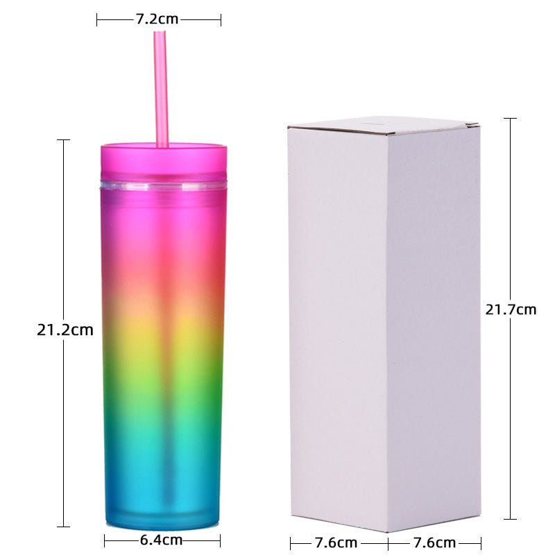 Ly nước hai lớp nhựa trong suốt nhiều màu 450ml