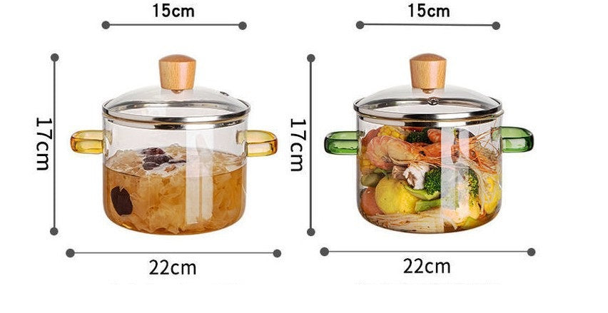 Nồi thủy tinh có nắp gỗ 1500ml