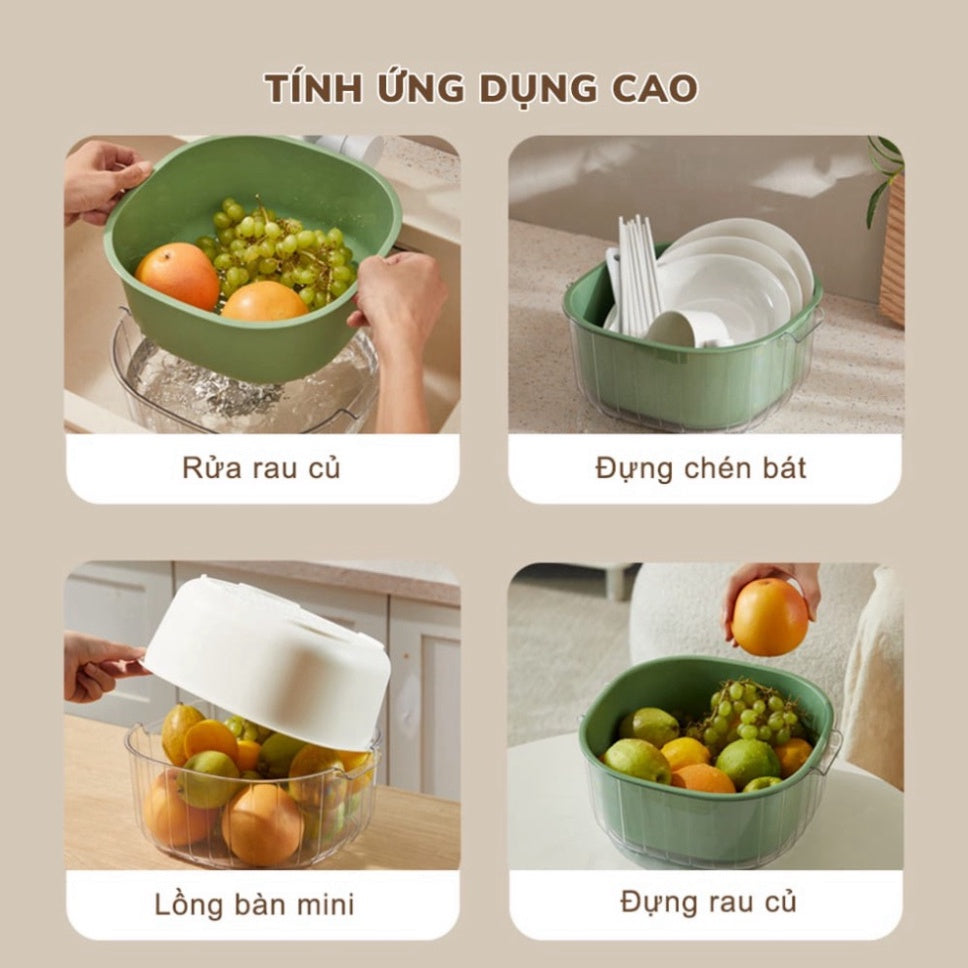 Set 3 rổ nhựa PP trắng