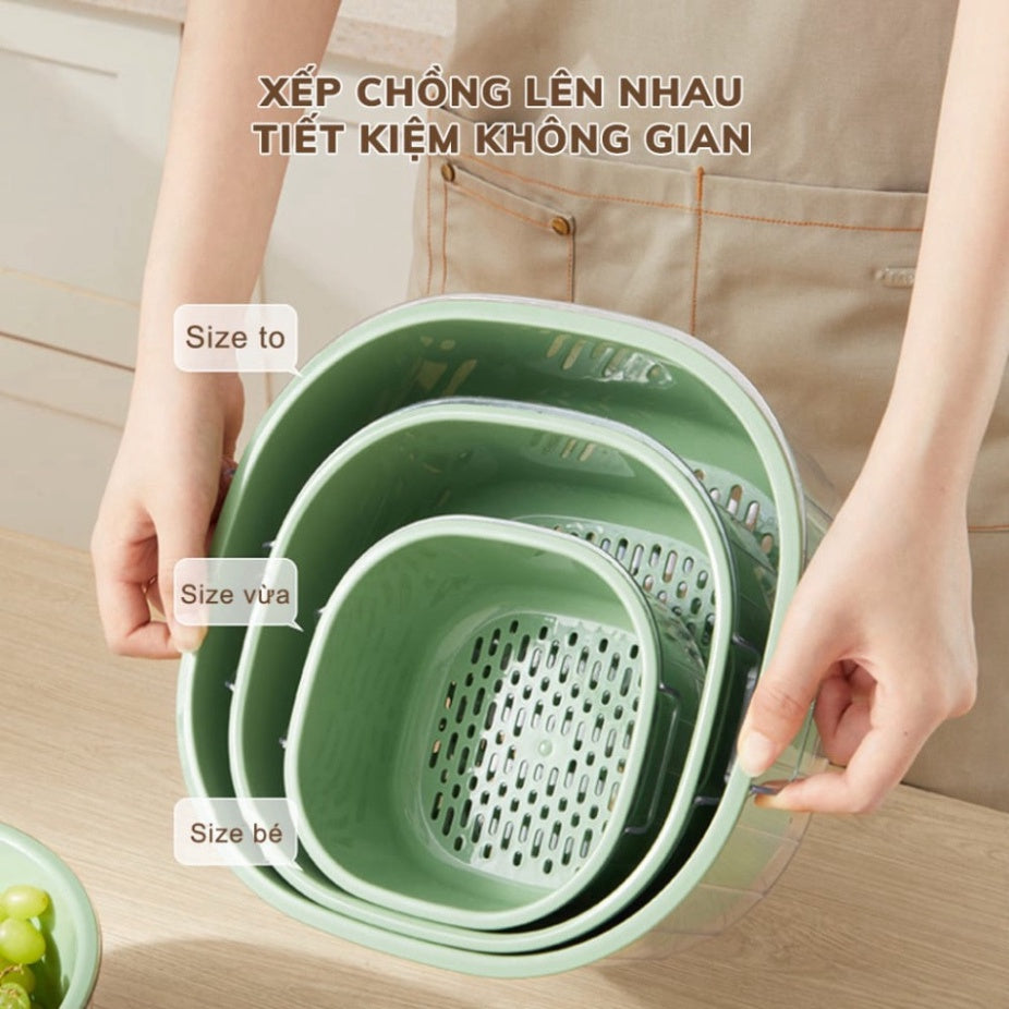 Set 3 rổ nhựa PP trắng